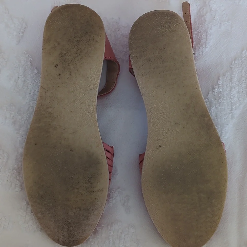 TROVA COLLECTION womens 8.5 HUARACHE VINTAGE HIPPIE SANDAL Handmade PINK Boho - Picture 3 of 4
